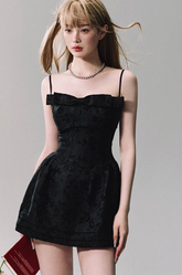 Bow deconstructed jacquard heavy work dress